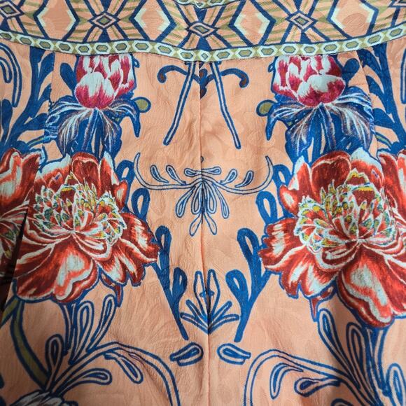 Champagne & Strawberry‎ Brocade Palazzo Pants High Waist Floral Size L - Picture 5 of 11